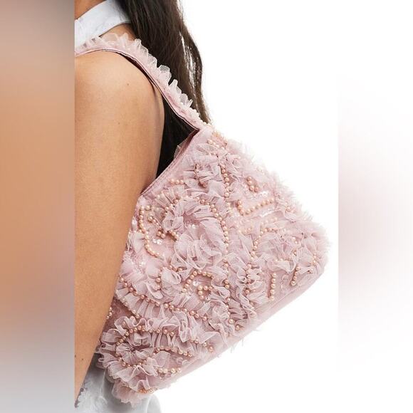 ✨ASOS✨Frill and Pearl Grab Bag in Pink- Great for Vday! - Picture 3 of 9